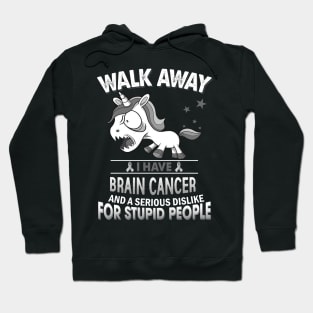 funny brain cancer grumpy unicorn warrior Hoodie